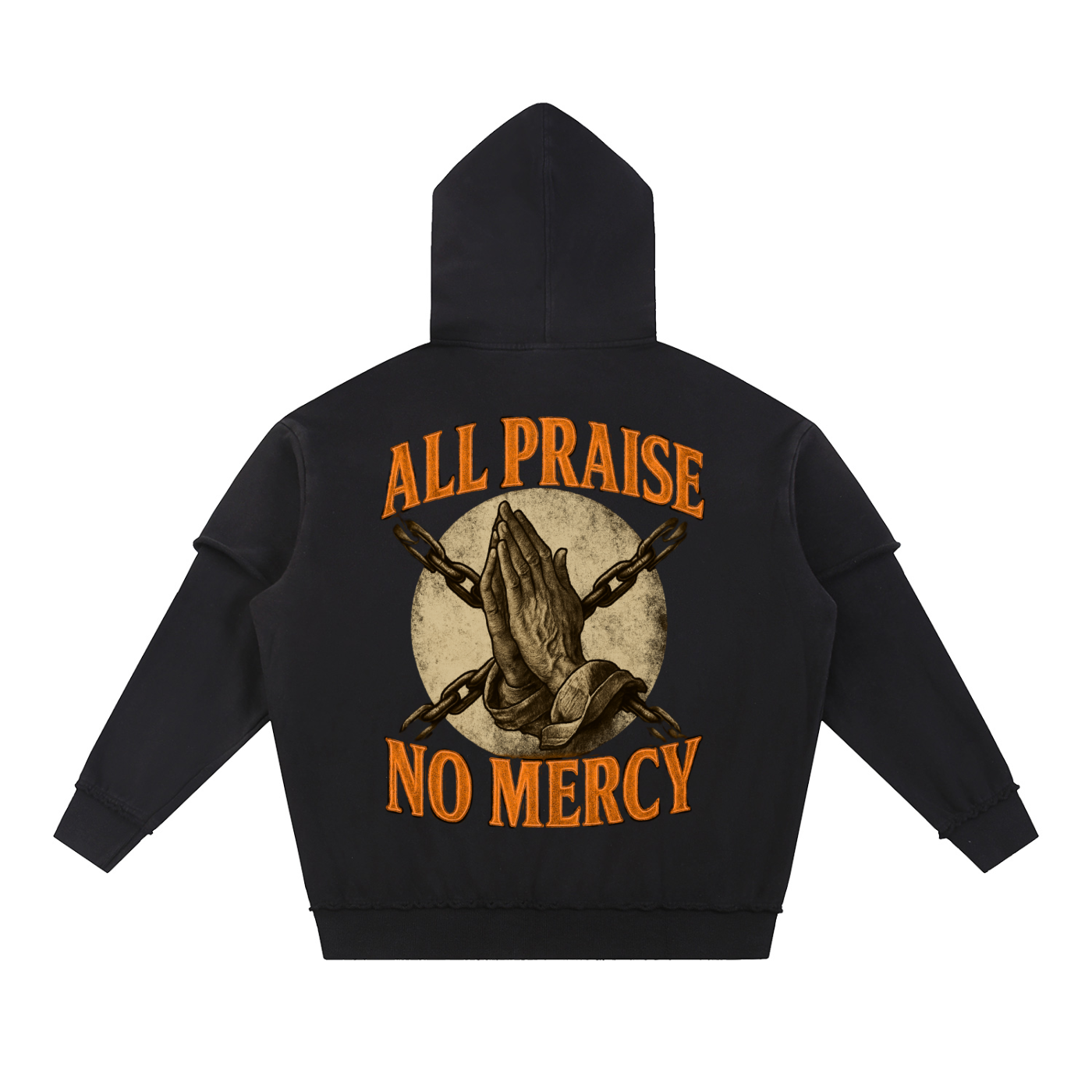 Snow Washed Raw Edge Double Layered Hoodie