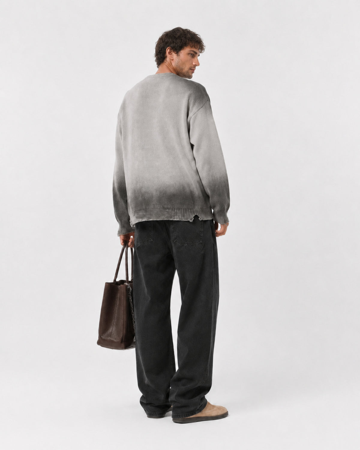 BUGA Eroded Sweater in Mineral Ash – eroded finish product view