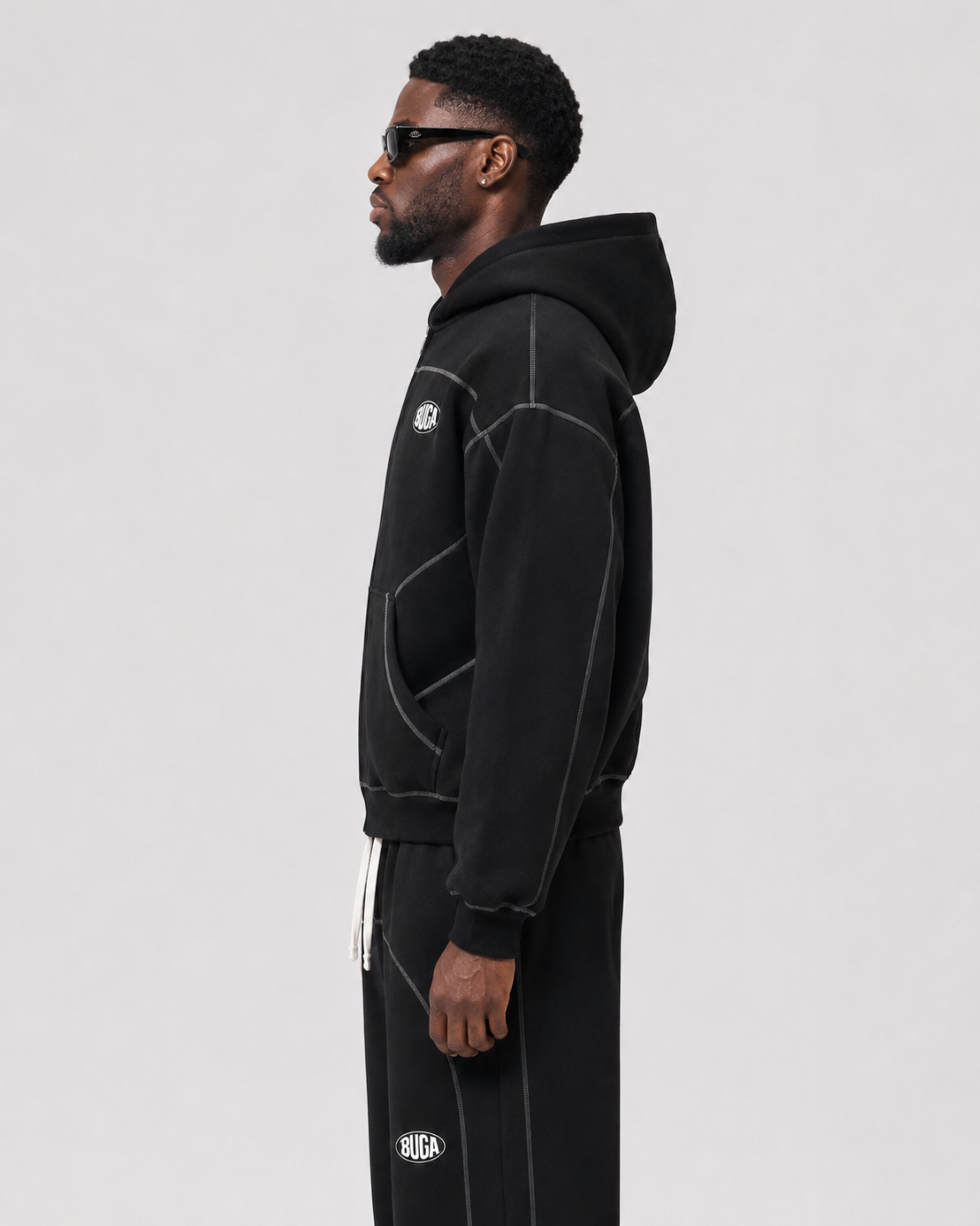 BUGA SIGNATURE PANEL ZIP HOODIE