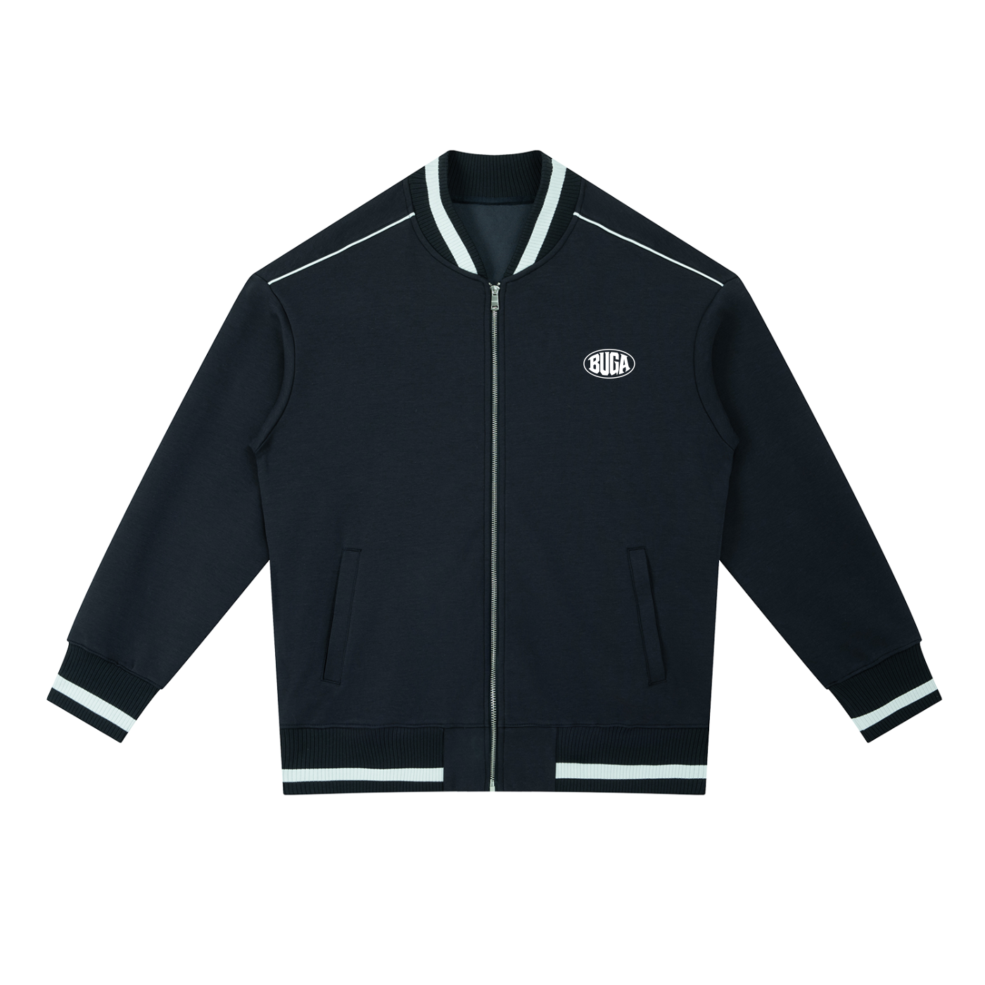 Contrast Piping Zip Bomber Jacket
