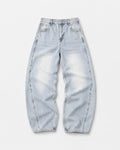 BUGA Eroded Barrel Jeans in Ice Wash – heavyweight barrel-leg denim