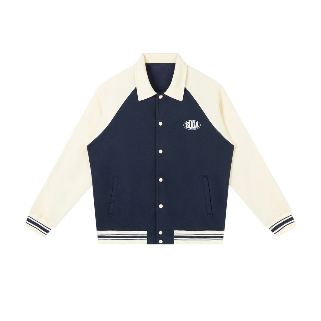 Contrast Raglan Sleeve Baseball Jacket