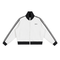 Contrast Side Stripe Fleece Cropped Track Jacket