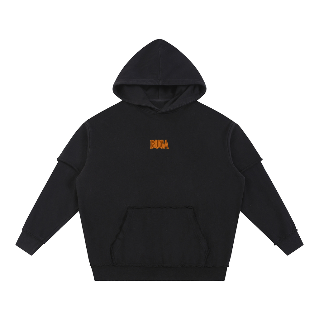 Snow Washed Raw Edge Double Layered Hoodie