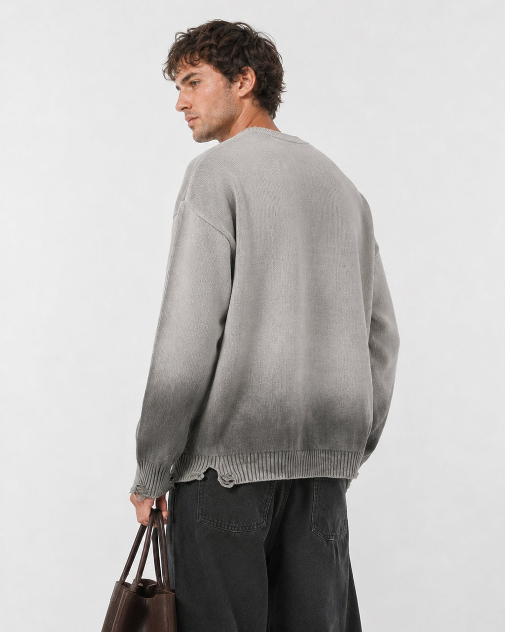 BUGA Eroded Sweater – dropped-shoulder oversized crewneck