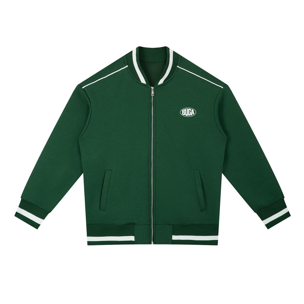 Contrast Piping Zip Bomber Jacket
