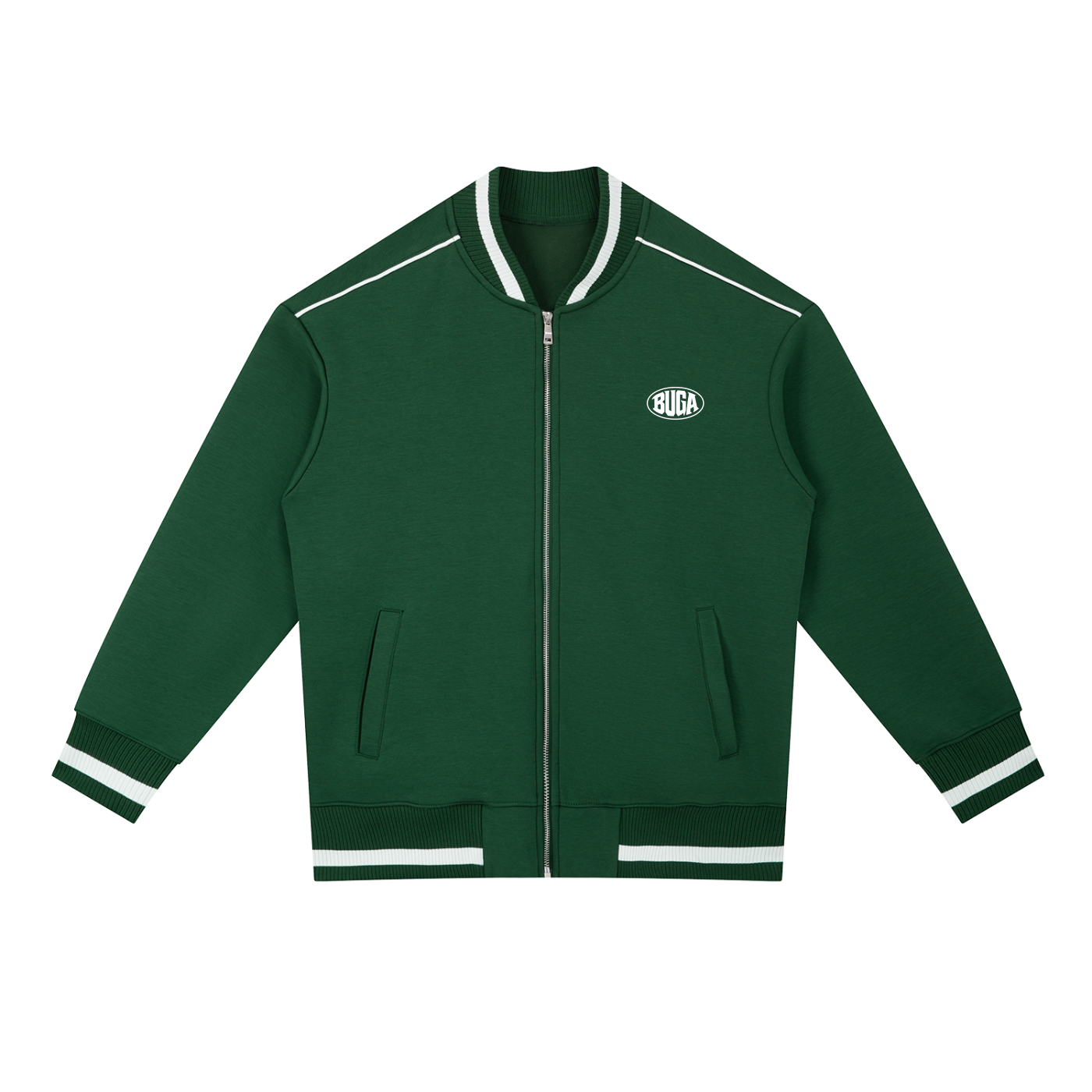 Contrast Piping Zip Bomber Jacket