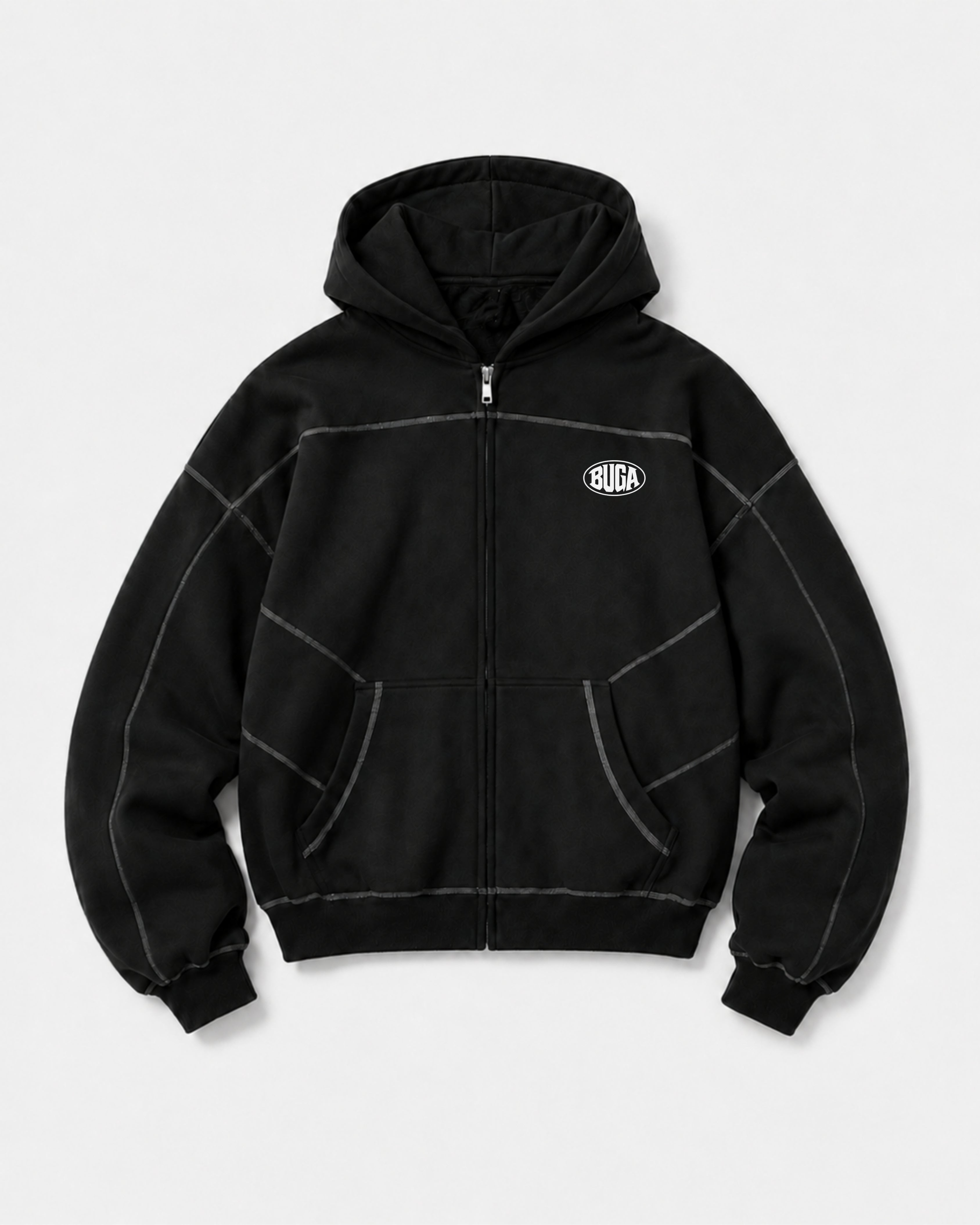 BUGA SIGNATURE PANEL ZIP HOODIE