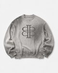 BUGA Eroded Sweater in Mineral Ash – heavyweight distressed cotton crewneck