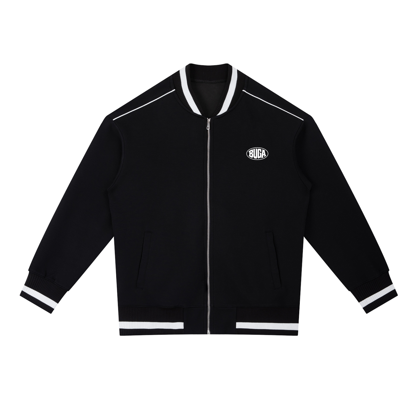 Contrast Piping Zip Bomber Jacket