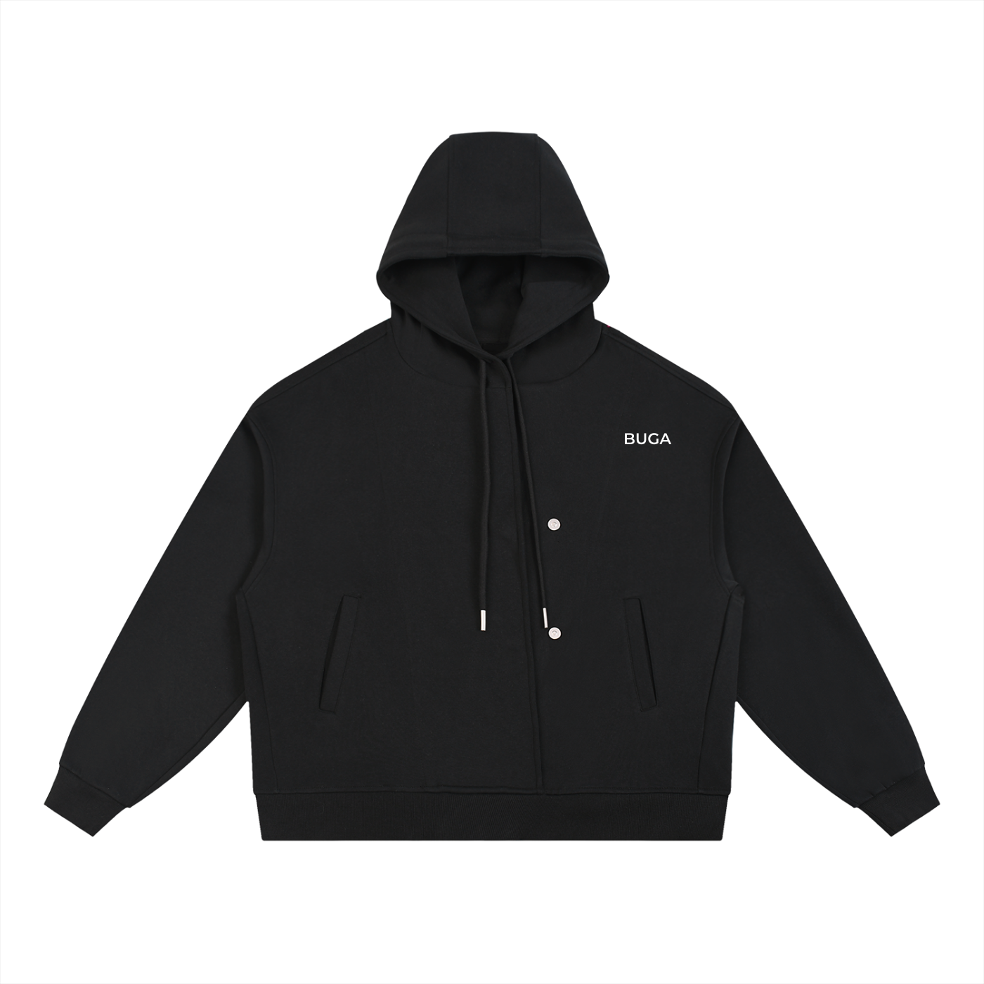 Boxy Button Placket Hoodie